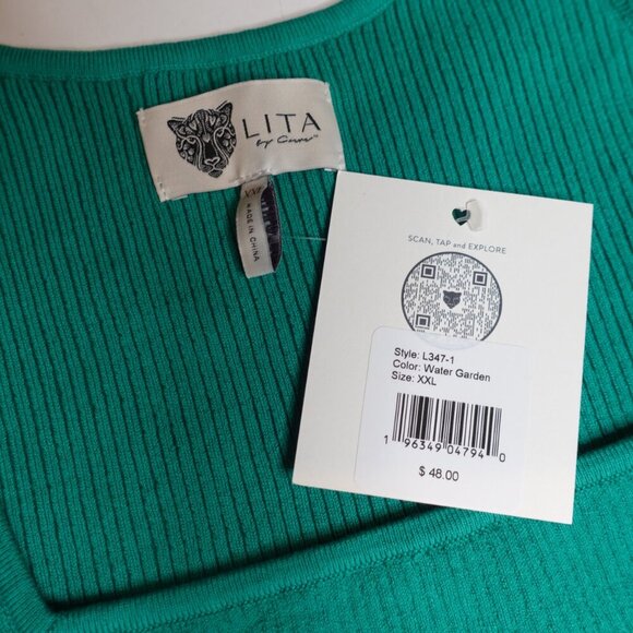 Lita by Ciara True Rib Tank Top Crop REVOLVE Cotton Women size XXL Green - Picture 4 of 6